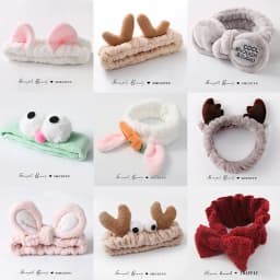 Cute face wash headband with plush headband, widened anti slip face wash, makeup application, moisture-proof hair, sports face w
