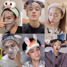 Cute face wash headband with plush headband, widened anti slip face wash, makeup application, moisture-proof hair, sports face w