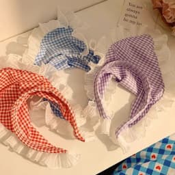Boho Headbands Lace Tartan Hair Tie Elastic Hair Band Floral Head Kerchief Hair Scarves Bandanas for Women Girls