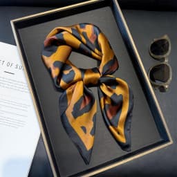 70cm Pink Floral Silk Scarf for Women Simulated Silk Fresh and Elegant Versatile Headwear Clothing Bags and Square Scarf