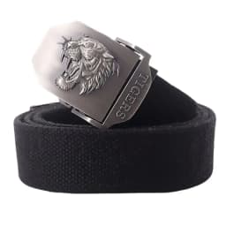 Men Canvas Belt Tiger Metal Buckle Army Military Tactical Belts for Men Jeans Outdoor Training Soldier Strap Male Black