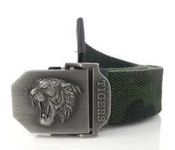 Men Canvas Belt Tiger Metal Buckle Army Military Tactical Belts for Men Jeans Outdoor Training Soldier Strap Male Black