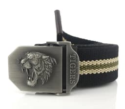 Men Canvas Belt Tiger Metal Buckle Army Military Tactical Belts for Men Jeans Outdoor Training Soldier Strap Male Black