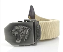 Men Canvas Belt Tiger Metal Buckle Army Military Tactical Belts for Men Jeans Outdoor Training Soldier Strap Male Black