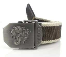 Men Canvas Belt Tiger Metal Buckle Army Military Tactical Belts for Men Jeans Outdoor Training Soldier Strap Male Black
