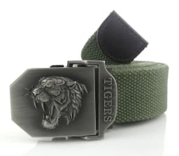 Men Canvas Belt Tiger Metal Buckle Army Military Tactical Belts for Men Jeans Outdoor Training Soldier Strap Male Black