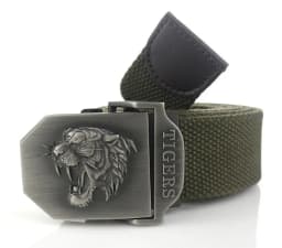 Men Canvas Belt Tiger Metal Buckle Army Military Tactical Belts for Men Jeans Outdoor Training Soldier Strap Male Black