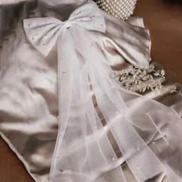 1pc white mesh imitation pearl streamer bow hairpin, retro simple temperament bridal wedding veil sweet bridesmaid hairpin
