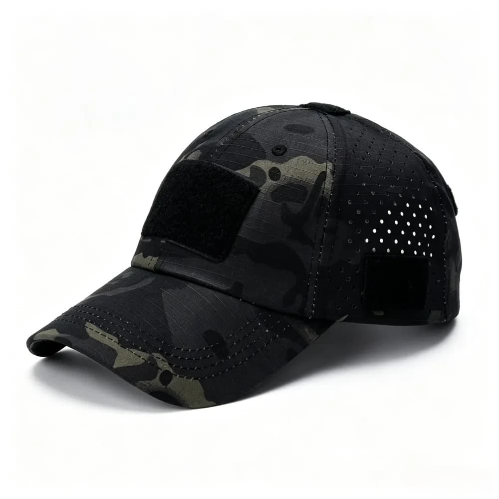 Tactical Baseball Cap for Men Breathable Perforated Hole Hat Hook and Loop Patch Compatible Outdoor Sports Hunting Hiking Adjust