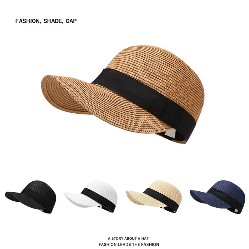 New Summer Straw Hats for Women Panama EquestrianHat Outdoor Casual Beach Sun Caps Female Breathable Travel Visor Baseball Cap