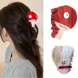 1pc sporty style smiley red table tennis racket colorful badminton grab clip, new shark clip sweet and cute cartoon girl hairpin
