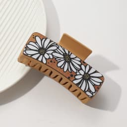 Western Leather Hair Claw Clips Sunflower Floral Square Claw Clips for Hairstyling Southwest Print PU Leather Hair Accessories