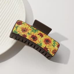 Western Leather Hair Claw Clips Sunflower Floral Square Claw Clips for Hairstyling Southwest Print PU Leather Hair Accessories