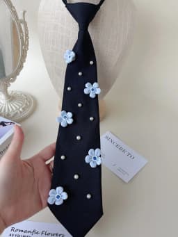 【2025 Gentle Style New Collection】Fabric Flower Pearl Decoration Women's Tie for Evening Party Adjustable Neck Accessory Light Luxury Dual-Use Style Versatile Spring/Summer Elegant Accessory