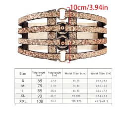 Women's golden stretch belt stylish look with dress party waist cover 4 row loop buckle decorative hollow belt