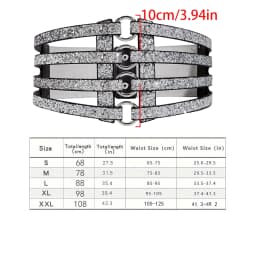 Women's golden stretch belt stylish look with dress party waist cover 4 row loop buckle decorative hollow belt