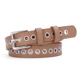New Women's Belt Metal Full Eye Belt Non Perforated Korean Versatile Fashion Hollow Decoration Pants Belt