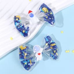 2Pcs Astronaut PVC Hair Clip Waterproof Trendy Children Bow Hairpin For Baby Girls Swim Bath Daily Headdress Hair Accessories