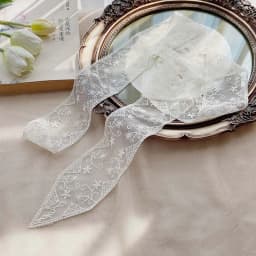 Fashion Soft Lace Scarf Elegant Floral Hair Ribbon Fairy Sweet Hair Accessories for Women