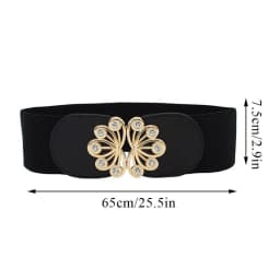 Big Size Black Stretch Corset Waistband Belt Cummerbands Rhinestone Metal Buckle