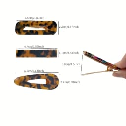 3pcs/set Acetate Hollow Water Drop Long Strip Hairpin Simple Duck Beak Clip Broken Hair Leopard Hair Clip Geometric Hairpin