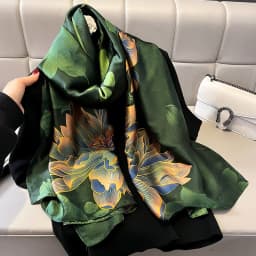 Silk Scarf Women Shawls Female Fashion Flowers For Traveling Sun Protect Sunscreen Beach Scarves Air Conditioning Wraps Luxury