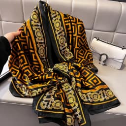 Silk Scarf Women Shawls Female Fashion Flowers For Traveling Sun Protect Sunscreen Beach Scarves Air Conditioning Wraps Luxury