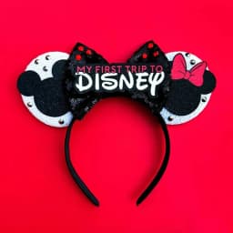 MY FIRST TRIP TO Disney Minnie Mouse Ear Headband for Adults Kids Mickey Mouse Hairbands Women Girls Black Bows Hair Accessories