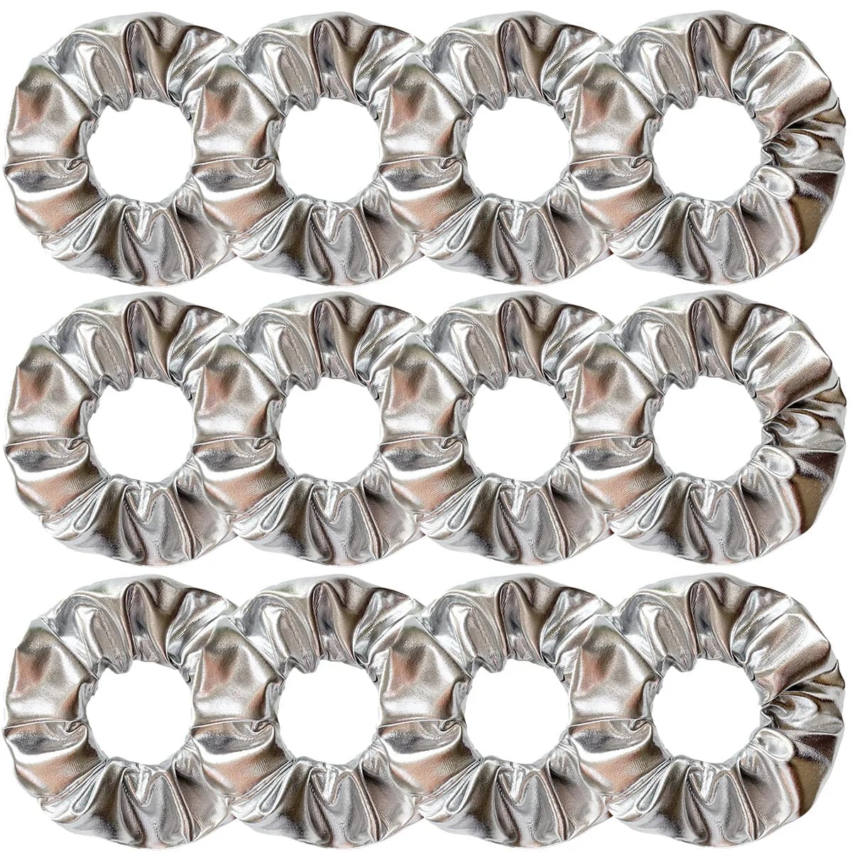 Wholesale 12pcs Metallic Color Scrunchies For Women Gold Silver Black Color Laser Effective Scrunches Set Girls Hair Rope Pack