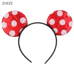 New Valentine's Day Mouse Ears Headband For Girls Women Sequins Love 5"Bow Hairbands Festival Party DIY Hair Accessories Femmes