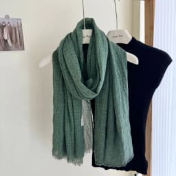 Cotton Linen Scarf Pleated Waffle Texture Women's Spring and Autumn Thin Solid Color Cotton Yarn Shawl Dual-purpose Long Winter