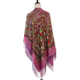160*160cm Russian Style Luxury Floral Print Square Scarf Women Traditional Fringed UKrainian Shawl Babushka Bandana Head Wraps