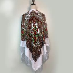 160*160cm Russian Style Luxury Floral Print Square Scarf Women Traditional Fringed UKrainian Shawl Babushka Bandana Head Wraps