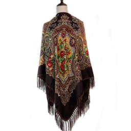 160*160cm Russian Style Luxury Floral Print Square Scarf Women Traditional Fringed UKrainian Shawl Babushka Bandana Head Wraps