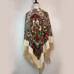 160*160cm Russian Style Luxury Floral Print Square Scarf Women Traditional Fringed UKrainian Shawl Babushka Bandana Head Wraps