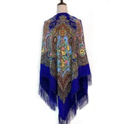 160*160cm Russian Style Luxury Floral Print Square Scarf Women Traditional Fringed UKrainian Shawl Babushka Bandana Head Wraps