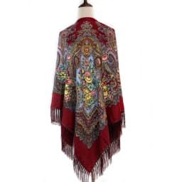 160*160cm Russian Style Luxury Floral Print Square Scarf Women Traditional Fringed UKrainian Shawl Babushka Bandana Head Wraps