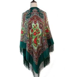 160*160cm Russian Style Luxury Floral Print Square Scarf Women Traditional Fringed UKrainian Shawl Babushka Bandana Head Wraps