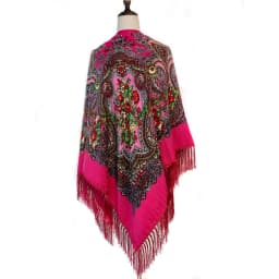 160*160cm Russian Style Luxury Floral Print Square Scarf Women Traditional Fringed UKrainian Shawl Babushka Bandana Head Wraps
