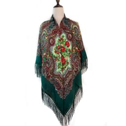 160*160cm Russian Style Luxury Floral Print Square Scarf Women Traditional Fringed UKrainian Shawl Babushka Bandana Head Wraps