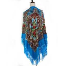 160*160cm Russian Style Luxury Floral Print Square Scarf Women Traditional Fringed UKrainian Shawl Babushka Bandana Head Wraps
