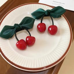 1/2 Pcs Partysu Red Cherry Leaf Resin Small Duckbill Hair Clips for Women New Sweet Side Fringe Bangs Clip Head Accessories Sets