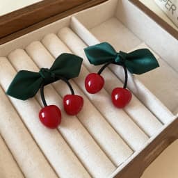 1/2 Pcs Partysu Red Cherry Leaf Resin Small Duckbill Hair Clips for Women New Sweet Side Fringe Bangs Clip Head Accessories Sets