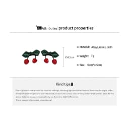 1/2 Pcs Partysu Red Cherry Leaf Resin Small Duckbill Hair Clips for Women New Sweet Side Fringe Bangs Clip Head Accessories Sets