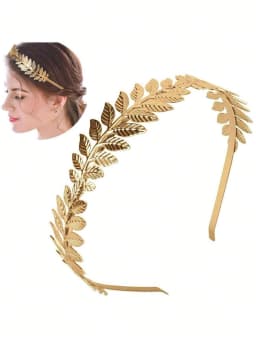 1PC Women's Vintage Baroque European & American Style Bridal Old Leaf Branch Hair Band Crown Fashionable Headband
