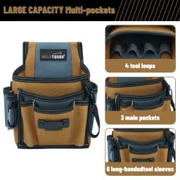 Electrician's Small Tool Pouch for Tool Belt Tool Pouch Tool Holster with Multiple Pockets, Construction Pouch Tool Organizer