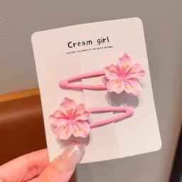2/5PCS New Resin Hair Clip Mini Sweet Headrope Cherry Blossom Hair Accessories Girls