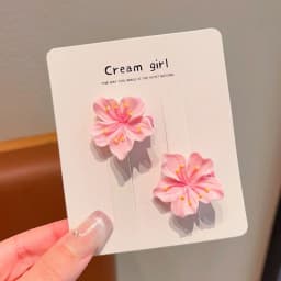 2/5PCS New Resin Hair Clip Mini Sweet Headrope Cherry Blossom Hair Accessories Girls