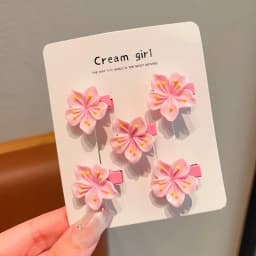 2/5PCS New Resin Hair Clip Mini Sweet Headrope Cherry Blossom Hair Accessories Girls