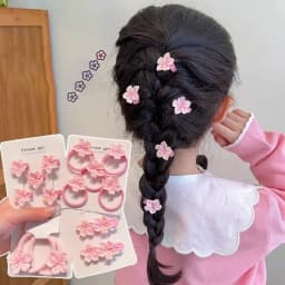 2/5PCS New Resin Hair Clip Mini Sweet Headrope Cherry Blossom Hair Accessories Girls